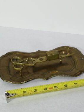 Vintage Victorian Brass Candle Snuffer and Under Tray
